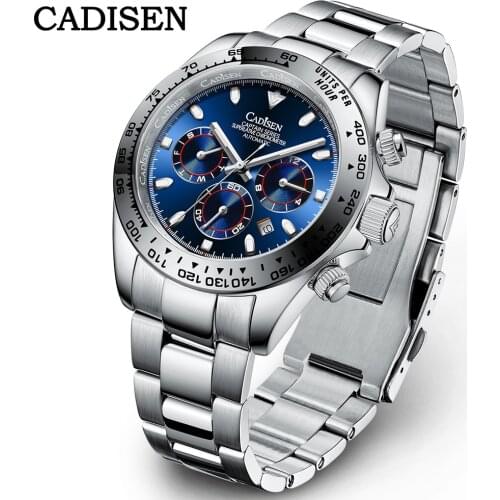 CADISEN C8181 Men`s Watch C3 Super Luminous Clock Sapphire Ceramic Bezel Mechanical Automatic Chronograph Shark 100M Diver Watch