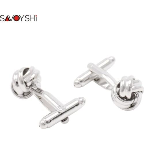 SAVOYSHI Shirt Cufflinks for Mens Cuff nails High Quality Round Silver color Twist knot Cuff links Gift Brand Man Jewelry
