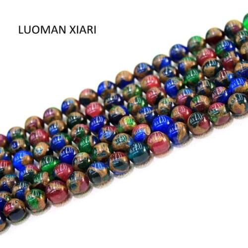 Wholesale Natural Round Stone Mix Color Nepal Beads For Jewelry Making DIY Bracelet Necklace 6/8/10/12 mm Strand 15