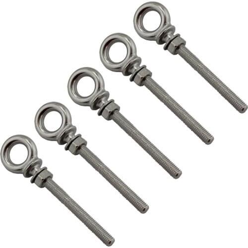 Stainless Marine Heavy Lifting Long Eye Bolt Marine Lifting HX Long Eye Bolt Ring Screw Loop Hole for Cable Rope 5pcs M6 M8 M10