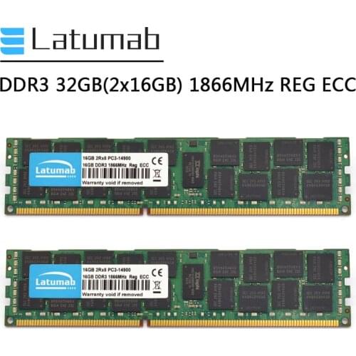 Latumab Memoria RAM DDR3 32G (2x16GB) 1866MHz Server Memory PC3-14900 240 Pins REG ECC DDR3 RAM Registered Memory Module
