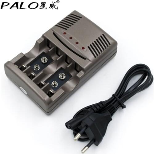 PALO C819 LED Light Smart Charger For NI-MH NI-CD AA AAA Rechargeable Batteries For NI-MH 9V 6F22 Battery US/EU Plug