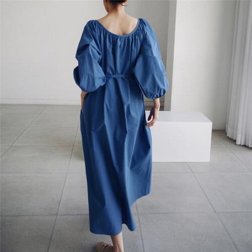 Loose large dress lace up bow Lantern Sleeve baby dress fashion student over the knee long underpants fashion