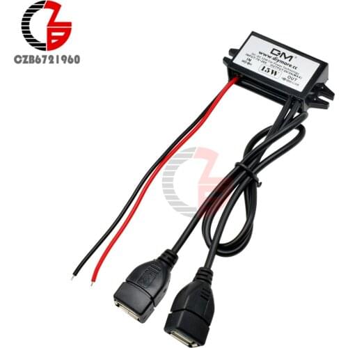 DC-DC 12V to 5V 3A Step Down Power Converter Adapter Inverter Dual USB Step-down Over Current Voltage Short Circuit Protection