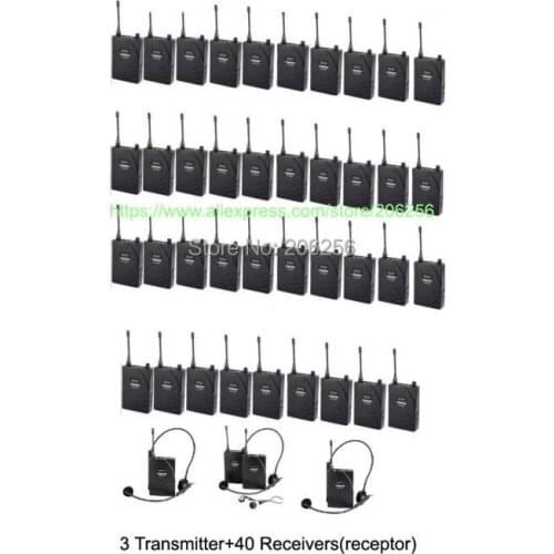 Hot Takstar UHF-938 UHF Wireless Tour Guide System Simultaneous interpretation audio-visual eduation 3 Transmitter+40 Receptors