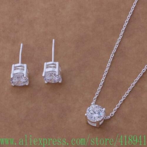 Silver Plated Jewelry Sets Earring 183 + Necklace 586 /dxuampba aywajqda AS044