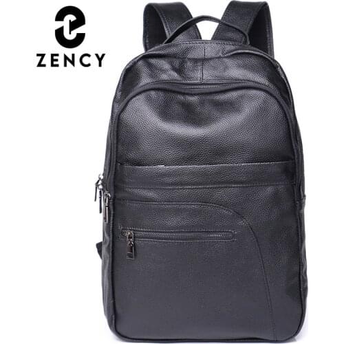 Zency Large Capacity Anti-theft Knapsack Soft Cowhide Leather Backpack Waterproof Laptop Bag Travel Outdoor School Rucksack