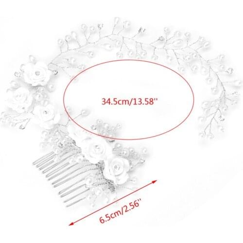 Bridal Flowers Faux Pearl Wedding Girl Tiara Floral Headdress Headband Hair Comb