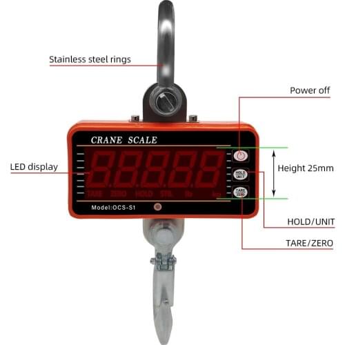 Digital Hook Scale 1000Kg 2000LB Crane Industrial Heavy Duty Weighing Balance Hanging Bascula Gram Weighting Steelyard 35%OFF