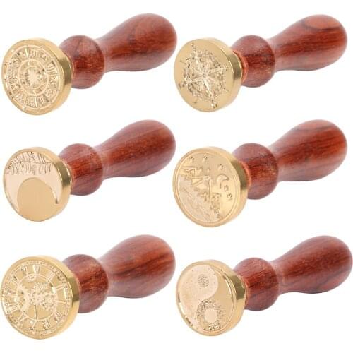 Retro Invitation Wax Seal Stamps DIY Cute Animal Pattern Sealing Wax DIY Craft Wood Handle Antique Copper Stamps