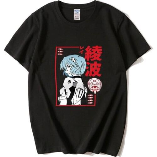 Funny Japan Anime Rei Ayanami Hip Hop T Shirt Men Manga Unisex Streetwear T-shirt Casual Short Sleeve Oversized Tshirt Homme