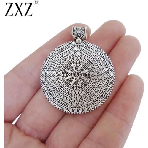 ZXZ 5pcs Round Edelweiss Flower Charms Pendants For DIY Necklace Jewelry Making Finding 44x36mm