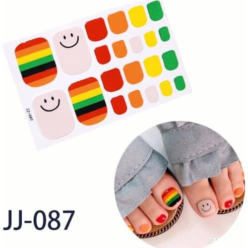 22tips/sheet Colorful Shinny Full Nail Art Tips DIY Adhesive Wraps Waterproof Nail Stickers Decorations Manicure Drop Shipping