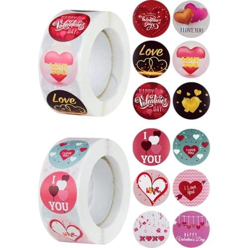 500pcs/roll Happy Valentines Day Sticker I LOVE YOU Heart Shape Party Seal Labels Cute Stickers Box Tag Self-adhesive Label