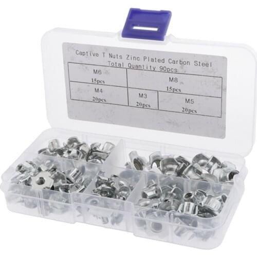 90 Pieces Alloy T Nuts Sets M3//M5/M6/M8 Cabinet Woodwork Table Board Nuts
