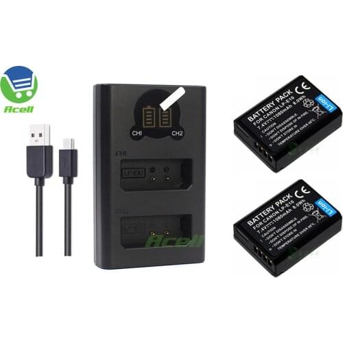 LP-E10 Battery + LCD USB Dual Charger for Canon EOS 4000D 3000D 2000D 1500D 1300D 1200D 1100D EOS Rebel T100 T7 T6 T5 T3 Camera