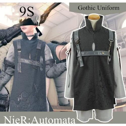 Anime! Game NieR:Automata 9S Gothic Uniform Cosplay Costume Fashion Halloween Carnival Outfit Custom-made Size Free Shipping