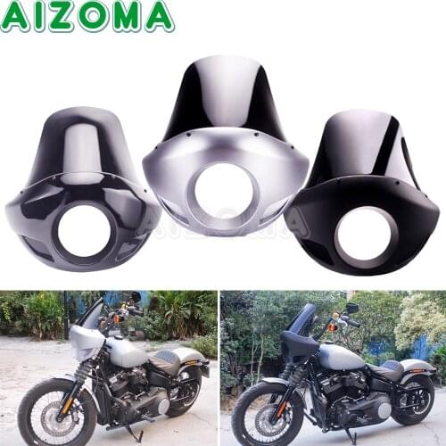 Black/Silver Headlight Fairing Windshield Wind Screen Cowl For Harley Dyna Sportster XL 1200 Iron 883 XL883N FXR FXD Cafe Racer
