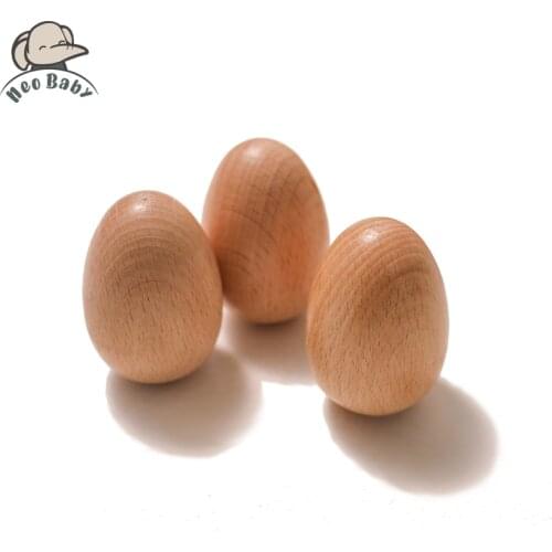Wooden Egg Shaped Sand Ball Rattle Baby Toys 0-12 Months Montessori Educational Toys Food Safety Level Wood Toy Rattles For Kids