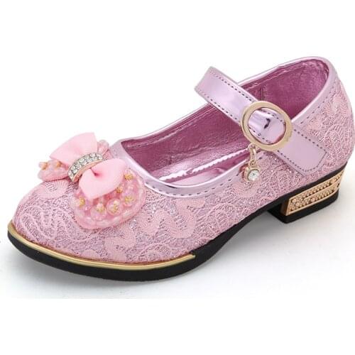 Children Princess Leather Shoes New girls high heels sequin childrens shoes small and medium girls princess shoes student shoes