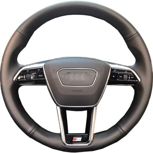 For Audi A6L Q5L Q3 Q7 A4L S3 S5 TTDIY leather hand-sewn car steering wheel cover