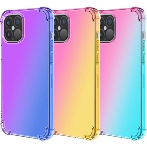 For Iphone 12 Pro 12 Mini Promax Phone Protective Cover Four-Corner Anti-Drop Mobile Phone Case Gradient Color Iridescent Case