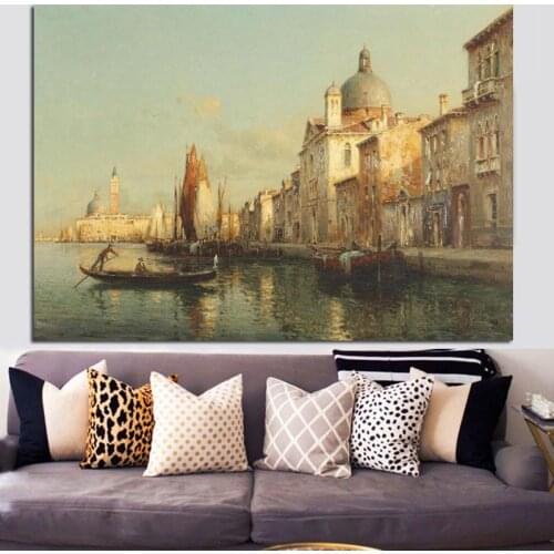 Canvas Landscape Paintings Water Town Venice Canvas Poster Print for living room bedroom home decoration