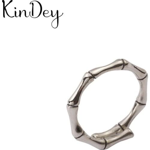 Boho Antique Silver Color Bamboo Rings For Women Men Statement Jewelry Finger Ring anillos mujer bijoux Wholesale