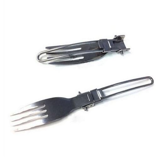 By dhl 500 set high quality 3-in-1 Set Stainless Steel Folding Picnic Tableware Outdoor Travel Camping