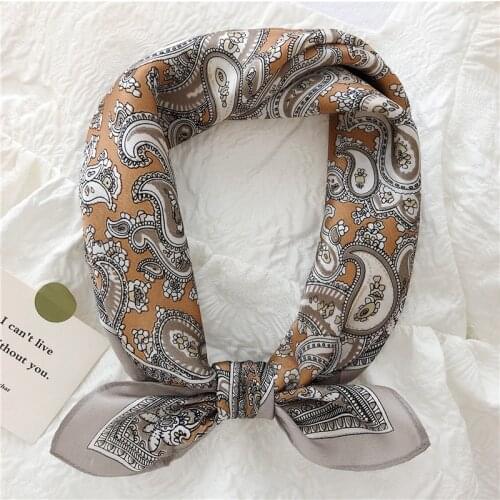 Luna&Dolphin Small Square Scarf 53x53CM 100% Real Silk Oil Painting Vintage Paisley Bandanas Vintage Headbands Scarf Kerchief