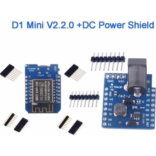 DC Power Shield Module V1.1.0 +Wemos D1 V2.2.0 ESP8266 ESP-12S Development Board IOT Internet of Things CH340G FZ2782+FZ2783