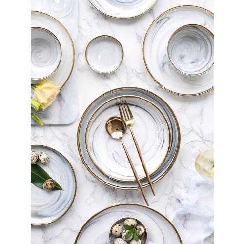 Northern Europe Phnom Penh Marble Tableware Dishes Household Ceramics Creative Personality Ins Style