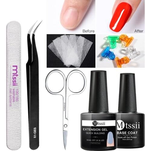 Mtssii 5/6/7PCS Nail Extension Gel Nail Extension Fiberglass Fiber Glass Silk Nail Base Coat Nail File Nail Form Nail Art Tools