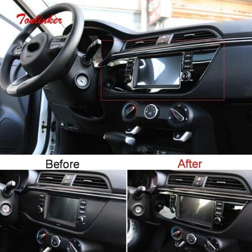 Tonlinker Interior NAV position Cover sticker for KIA RIO K2/KXCROSS 2017-19 Car Styling 1 PCS Stainless steel Cover sticker