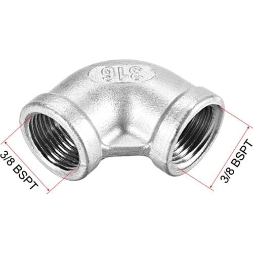 Uxcell Stainless Steel 316 Cast Pipe Fitting 90 Degree Elbow 3/8 BSPT Female X 3/8 BSPT Female Thread for air, water, fuel
