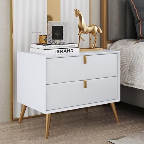Nordic Style Solid Wood Bedside Table Living Room Bedside Cabinets Simple Modern Leather Bedroom Furniture Storage Nightstands