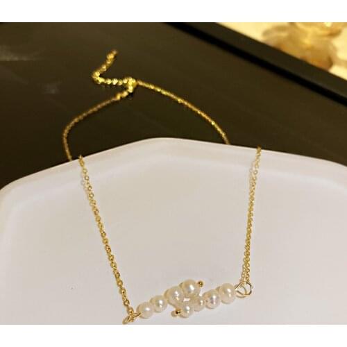 2021 New Korean Fashion Dainty Pearl Necklace Women Beaded Chain Cute Pendant Choker Vintage Jewelry Collar
