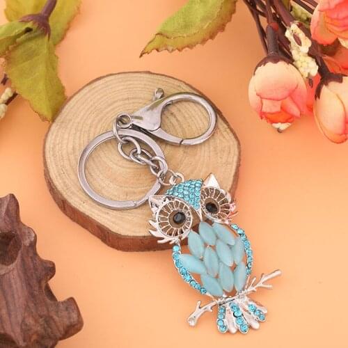New Zircon Owl Style Keychain Fashion Versatile Jewelry Cute Shiny Metal Keychain Romantic Female Accessories Fine Bag Pendant