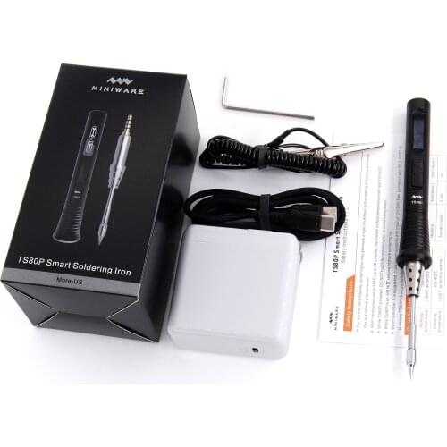 New TS80P 30W Mini Smart Portable Digital Soldering Iron Tool Adjustable Temperature OLED Display With B02 Iron Tips For TS80
