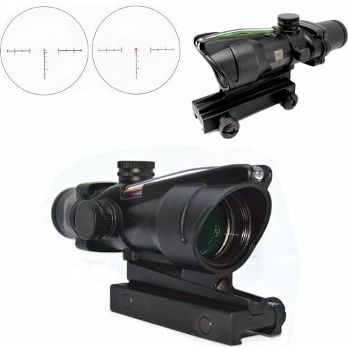 Hunting Riflescope ACOG 4X32 Real Fiber Optics Red Green Illuminated Chevron Glass Etched Reticle Tactical Optical Sight