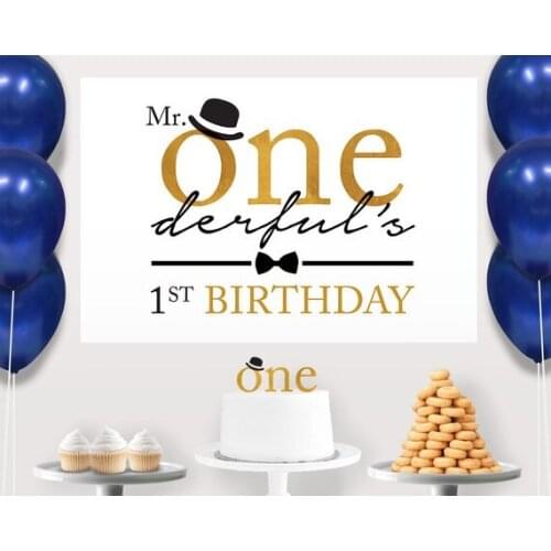 Custom Little Man Gold Bow Tie Birthday backdrops High quality Computer print party photo studio background