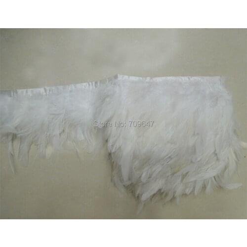 White Feather Trim,10 yards/lot! White Coque Rooster Feathers Trim for craft/clothing 4-6inches 10-15cm height,перо