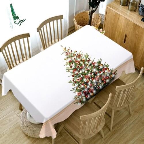 Thicken Cotton Tablecloth 3D Beautiful Christmas Tree Pattern Rectangular/Round Table Cloth for Wedding Picnic Party