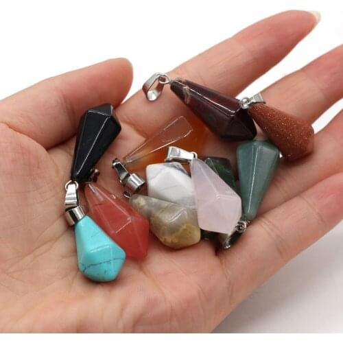 Natural Stone Pendant Geometry Shape Semi-precious Stones Exquisite Charm for Jewelry Making DIY Necklace Bracelet Accessories