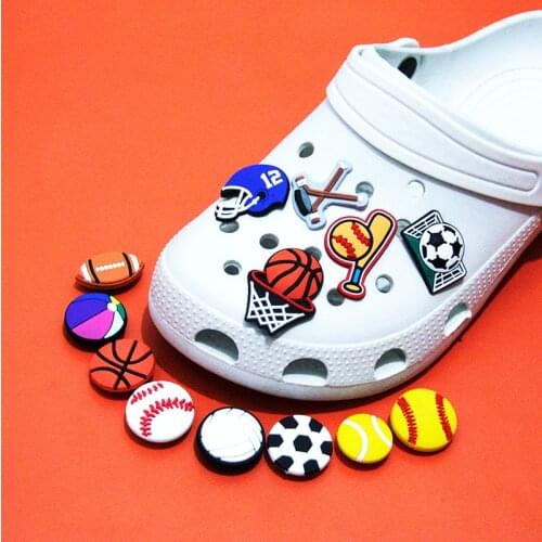 Single Sale Ball Basketball Football PVC Garden Shoes Charm Shoe Buckle Decoration Best Gift For Children