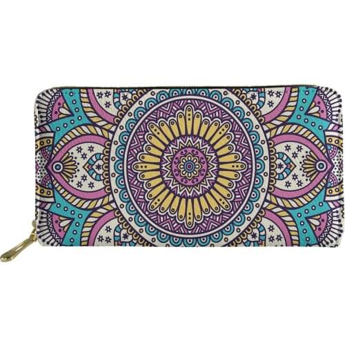 Luxury Ms Leather Purse Fashion Round Mandala Printing Womens Wallet Clutch Female Card Holder Phone Bag Brand Lady Money Bags