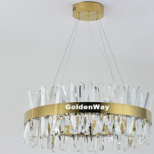 Modern Nordic Luxury Round Crystal Chandelier Lighting for Dining Room Kitchen Hanging Lamp Modern Golden Chrome LED Chandeliers