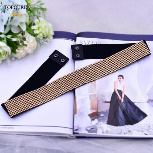 TOPQUEEN S06 Sparkly Belt for Dress Silver Belt for Formal Dress Shiny Belts for Women Rhinestone Stretch Belt Elastic Belts