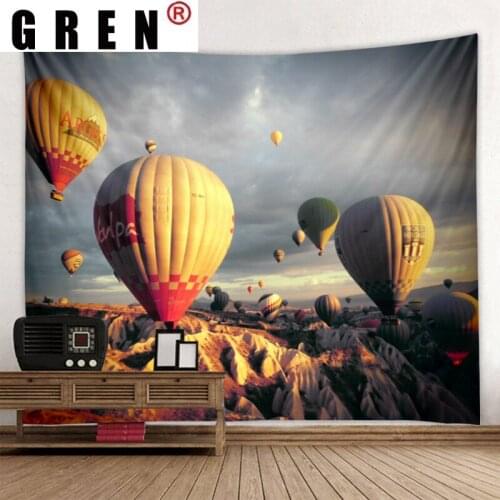 GREN Tapestry Hot Air Balloon Wall Hanging Wall Covering Rugs Mural Background Cloth Beach Towel Fabric Yoga Blanket Home Decor