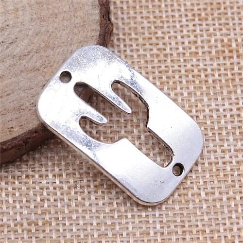 WYSIWYG 3pcs Hollow Cactus Connector Charms Connector Handmade Accessories Antique Silver Color 21x32mm For Jewelry Making
